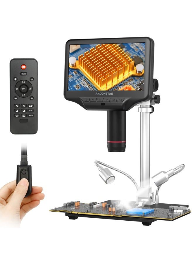Andonstar AD407 Pro 3D HDMI Soldering Digital Microscope with Pro Metal Stand 4MP UHD and 7 inch Adjustable LCD Screen USB Video Microscopes for Phone Repairing SMT SMD DIY  - Image 1