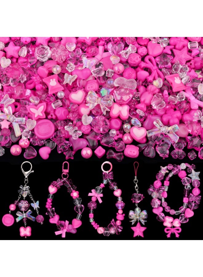 Capstro 180–240PCS Kawaii Acrylic Jewelry Making Kit (160g) – Rose Pink Resin Charms & Beads for DIY Bracelets, Necklaces, Keychains & Crafts – Fun Set for Kids & Adults - Image 1