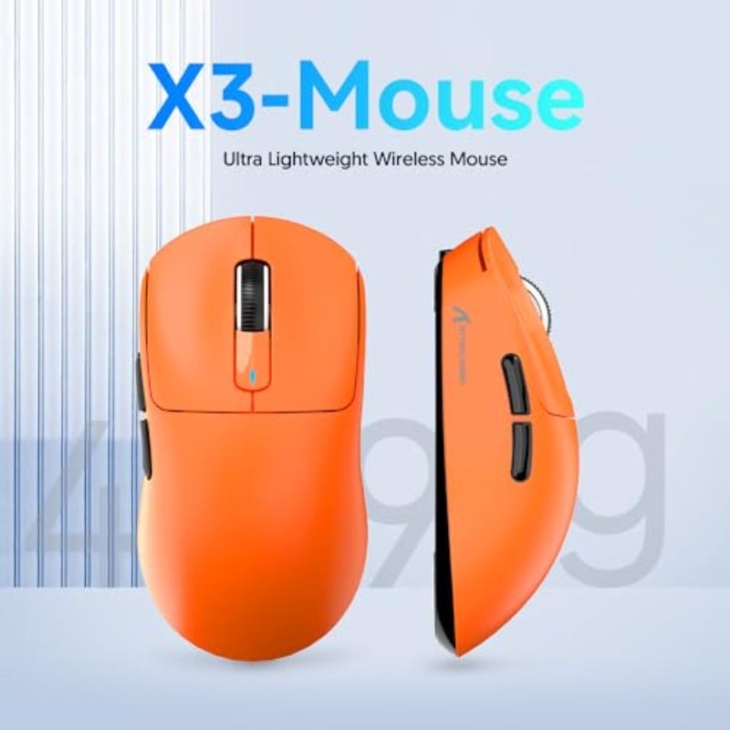 ATTACK SHARK X3 49g Ultralight Mouse PixArt PAW3395 Gaming Sensor BT 2.4G Wireless Wired Gaming Mouse 26000 DPI 200 Hours Battery G502 Office Mice for Win11 Xbox PS Mac Orange - Image 2