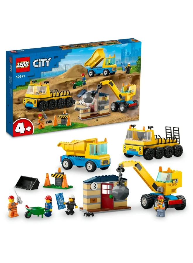 ليغو شاحنات البناء ورافعة كرة الهدم 60391 من LEGO® City (235 قطعة)