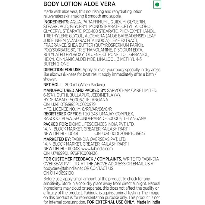 Fabindia Body Lotion Aloe Vera 200 ml - Image 3