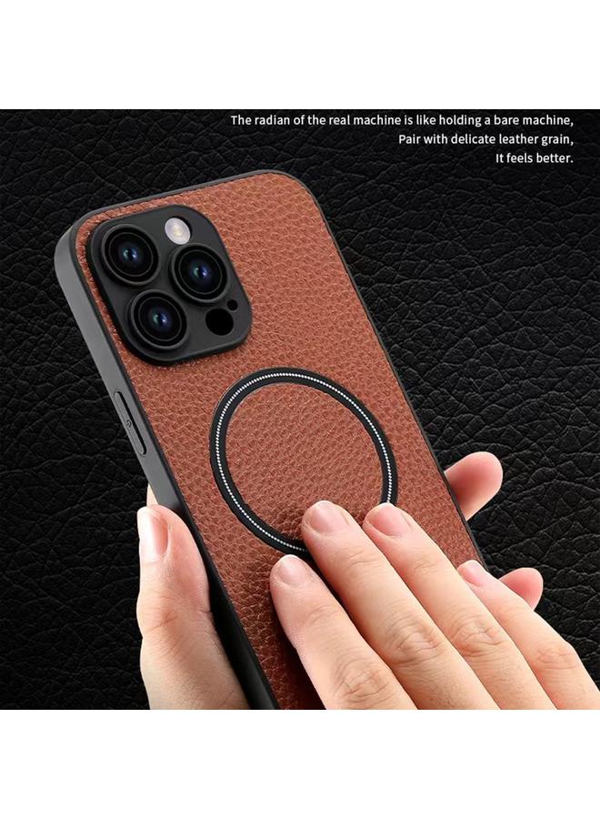 زبون جراب هاتف مغناطيسي MagSafe من الجلد بملمس الليتشي لهاتف iPhone 11 Pro - Image 5