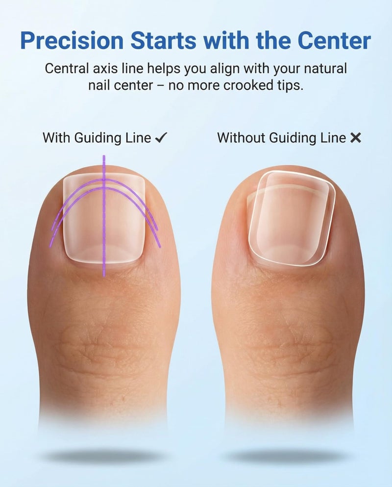 AMilHiTon Toe Nail Tips Auxiliary Line, Square Full Cover for Wide Long Nail Beds, Matte Pre-shaped Press on Toenails, Center line, French line for Women Extensions Home DIY, 180PCS 15Sizes - Image 5