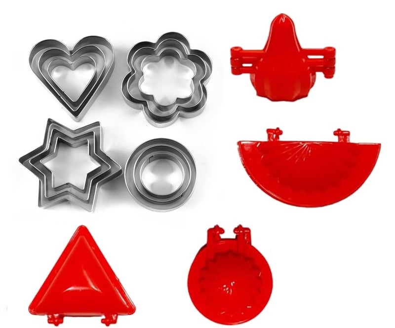 Gyanadh Gyanadh 12Pcs Cookie Cutter Stainless Steel Heart Round Star and Flower Shape Dumpling Dress Mould Samosa Gujiya Ghughra Modak Combo - Image 1