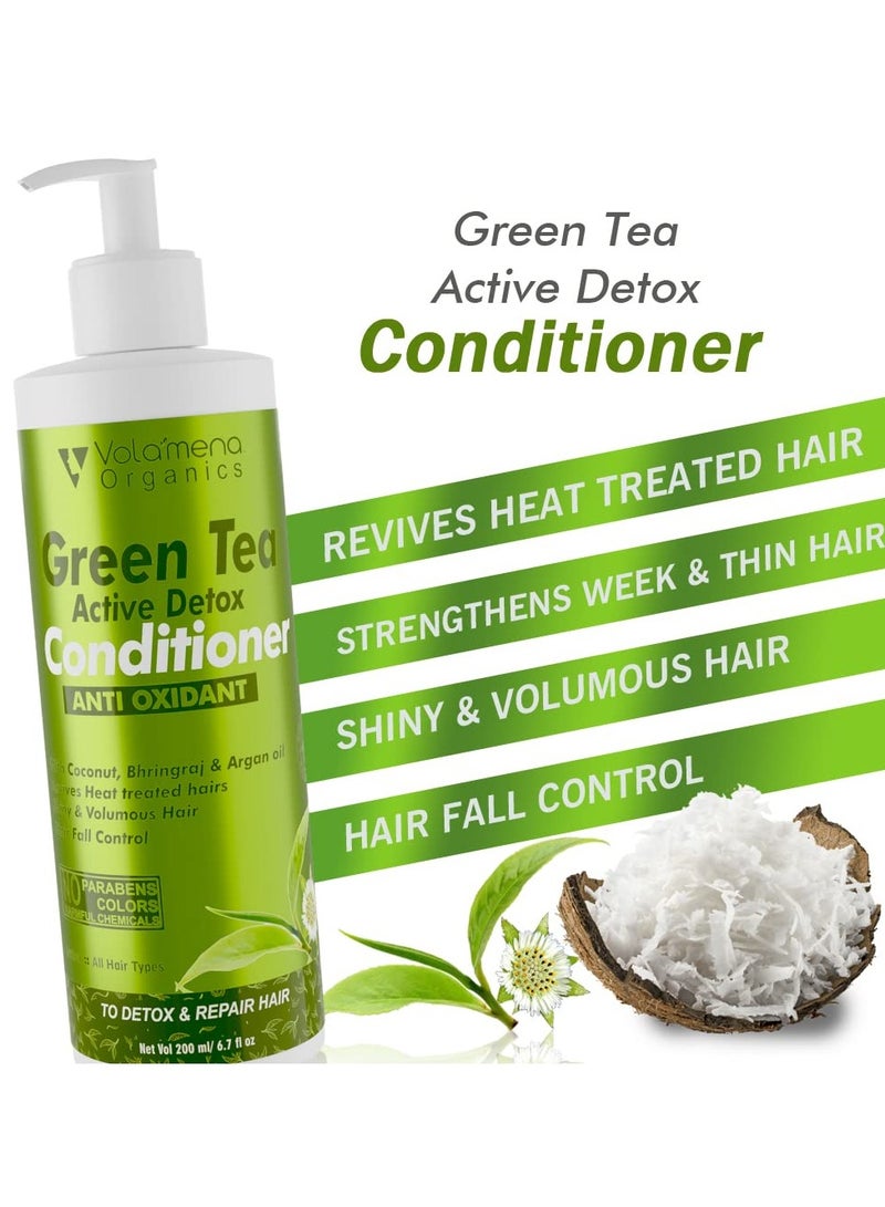 VOLAMENA WITH DEVICE Green Tea Bhringraj Hair Conditioner 200 ml - Image 2