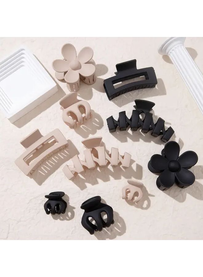 10 Pcs Black Coffee Color Hair Clips Set High Ponytail Shark Clip Combination Women Hair Accessories For Holiday Party Daily Travel Lightweight Secure Grip Multipurpose Hairstyling - Image 1
