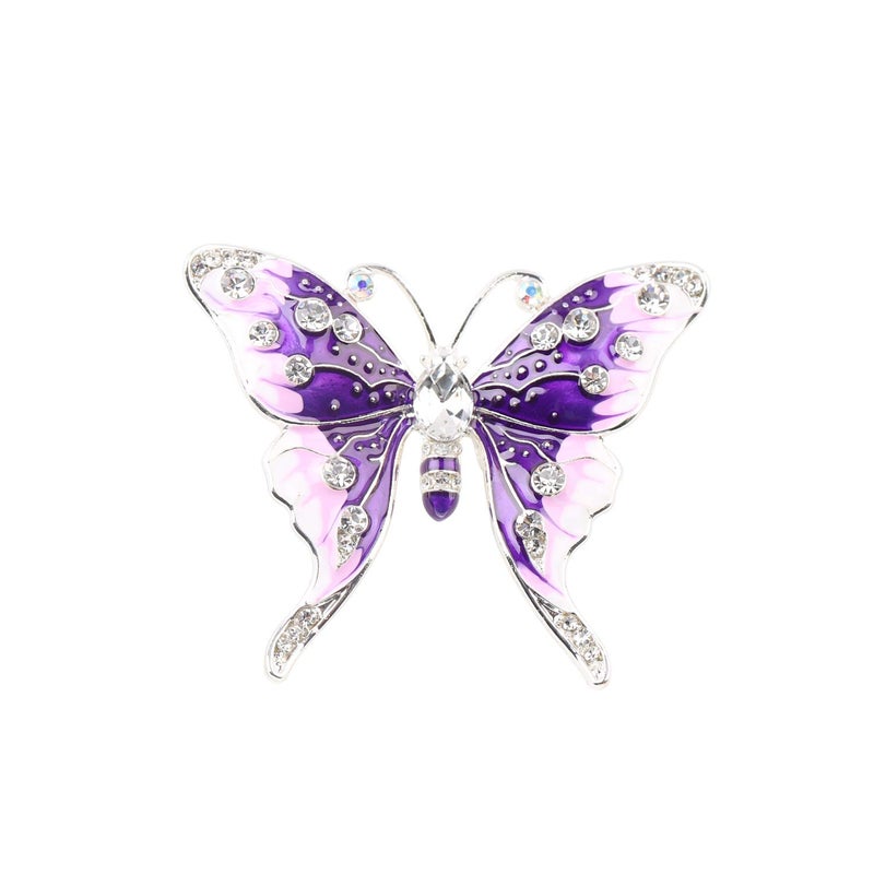 FEELMEM Crystal Rhinestone Butterfly Brooch Pin Blue Color Butterfly Brooches for For Women Wedding/Banquet/Birthday Party (purple) - Image 1