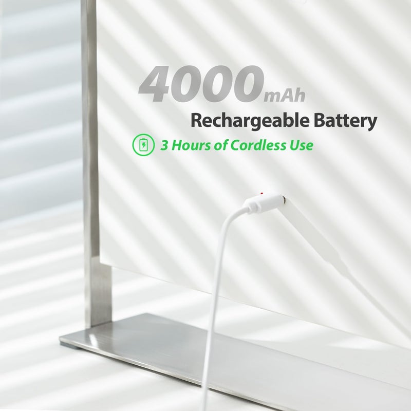 نيزو مرآة زينة NEZZOE مع إضاءة، مقاس 14 بوصة، مرآة مكياج قابلة للتعتيم، مرآة LED تعمل بالكهرباء مع قاعدة حامل من الفولاذ المقاوم للصدأ - Image 2