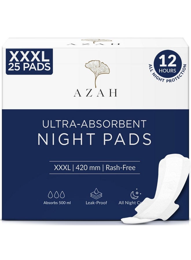AZAH Xxxl Pads For Women (Box Of 25) Heavy Flow Pads For Women|500Ml Absorption Pads|100% Leak Proof Organic Sanitary Pads For Women Xxxl|Biodegradable Sanitary Pads - Image 1
