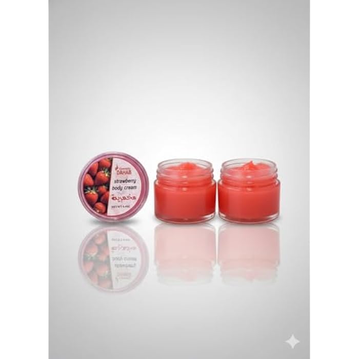 DAHAS Strawberry Body Cream, Natural Pink Color, Moisturizing Formula with Fresh Strawberry Fragrance, 7.4 oz Glass Jar - Image 3
