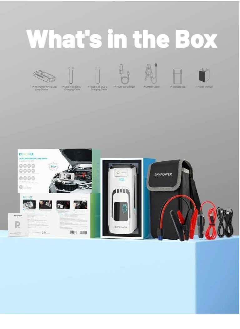 RAVPOWER - RAVPower 3-in-1 Jump Starter with 24000mAh Power Bank & LED Flashlight - PB1227 - Image 1