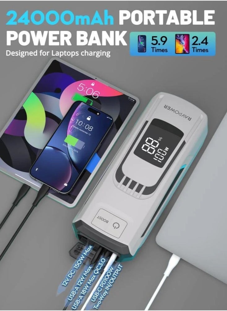 RAVPOWER - RAVPower 3-in-1 Jump Starter with 24000mAh Power Bank & LED Flashlight - PB1227 - Image 1