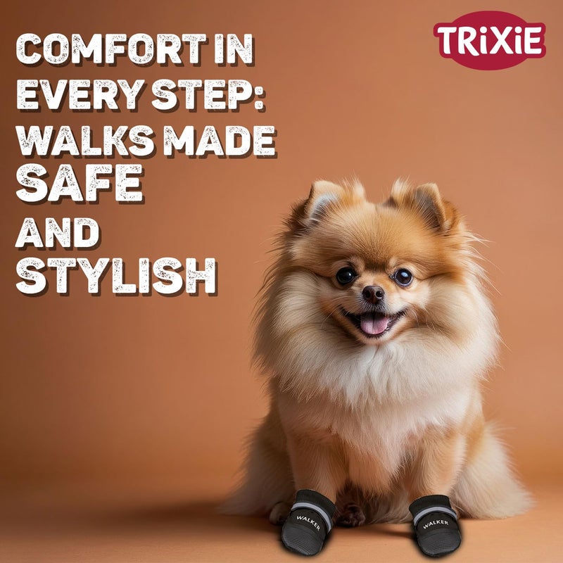 Trixie Walker Care Comfort Protective Boots for Dogs, Walking Shoes, Paw Protector for Dogs, Supports Paw Healing, Hook and Loop Fasteners, Black, 4pcs (XL) - Image 2