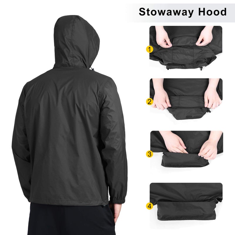 Outdoor Ventures Men's Rain Jacket Waterproof Lightweight Packable Rain Shell Raincoat with Hood for Golf Hiking Travel - Image 5