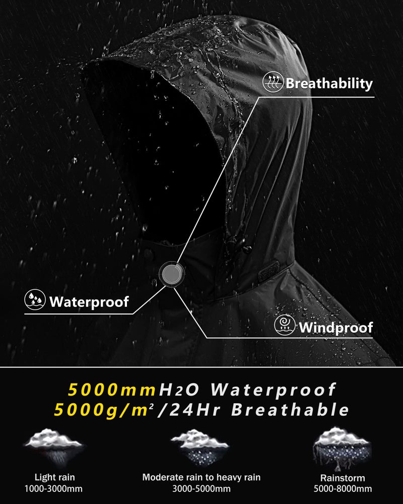 Outdoor Ventures Men's Rain Jacket Waterproof Lightweight Packable Rain Shell Raincoat with Hood for Golf Hiking Travel - Image 4