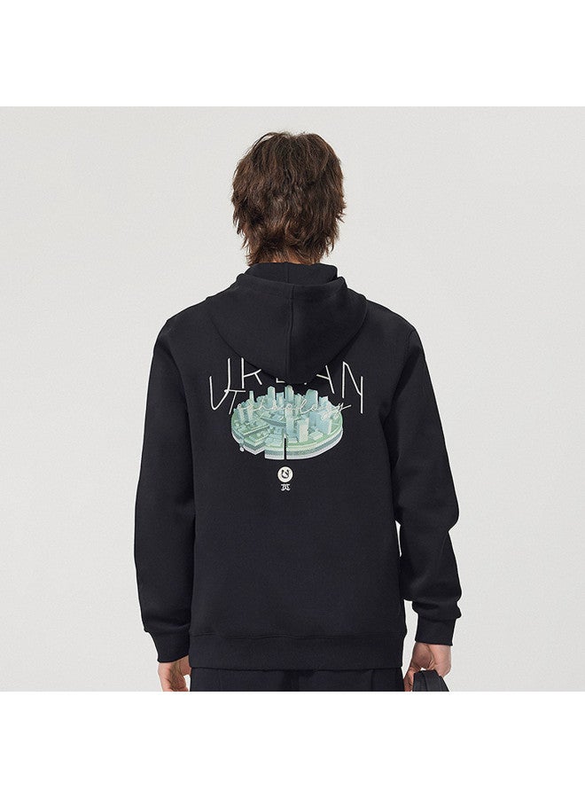 Cabbeen Mall Same Style] Men's Hooded Sweatshirt Spring And Autumn City Embroidery Print Teenagers Top Long Sleeve Trendy Casual - Image 2