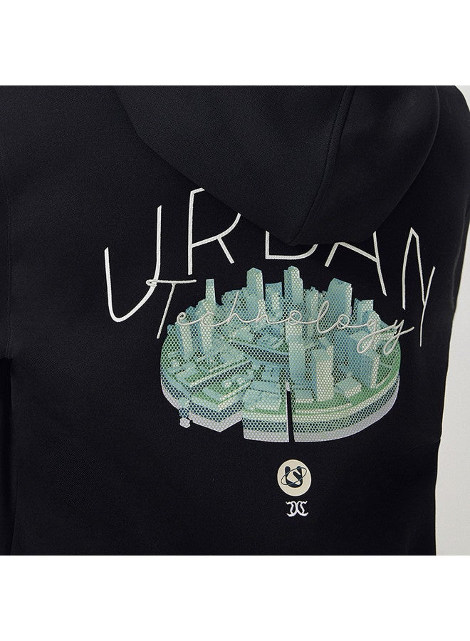 Cabbeen Mall Same Style] Men's Hooded Sweatshirt Spring And Autumn City Embroidery Print Teenagers Top Long Sleeve Trendy Casual - Image 3