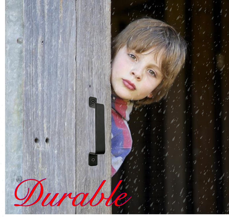 Qualiall Premium Barn Door مقابض أسود 7.4 بوصة 2 حزم معدنية ريفية شديدة التحمل لانزلاق المرآب سقيفة بوابة خزانة درج داخلي / خارجي - Image 5