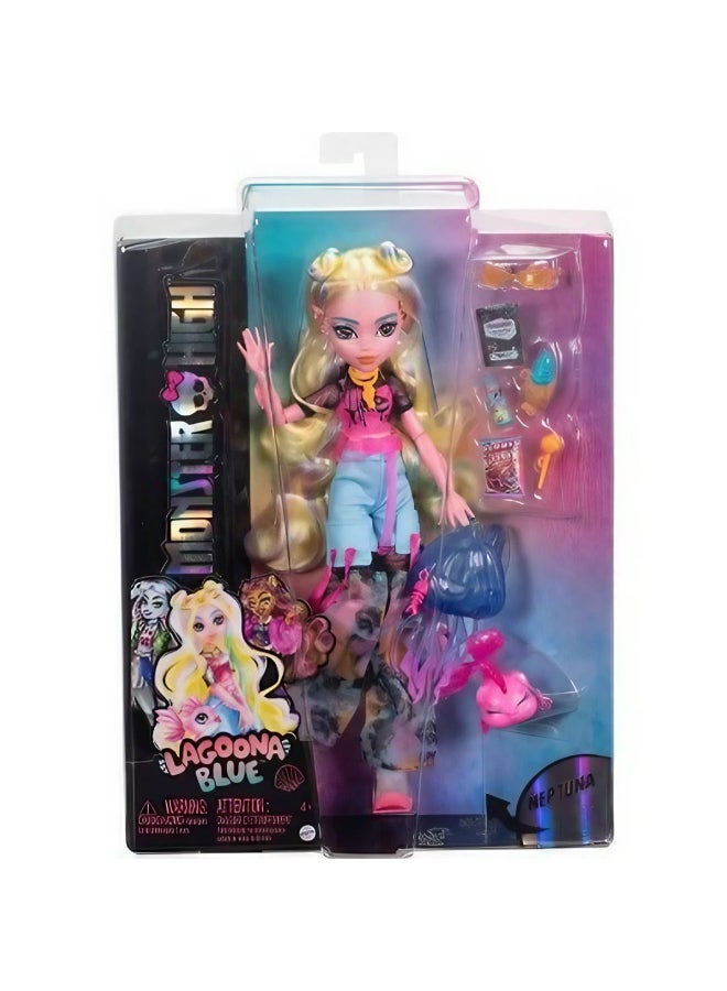 MONSTER HIGH دمية موستار هاي لاجونا بلو مع حيوانها الأليف نيبتونا (32.2 سم) - Image 1
