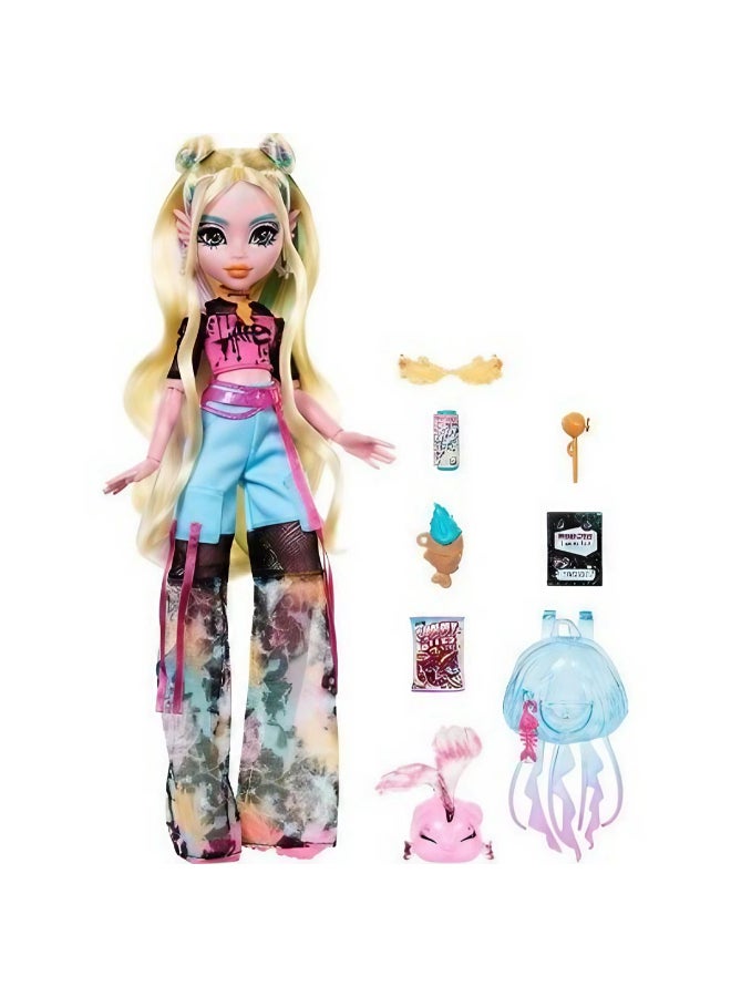 MONSTER HIGH دمية موستار هاي لاجونا بلو مع حيوانها الأليف نيبتونا (32.2 سم) - Image 2