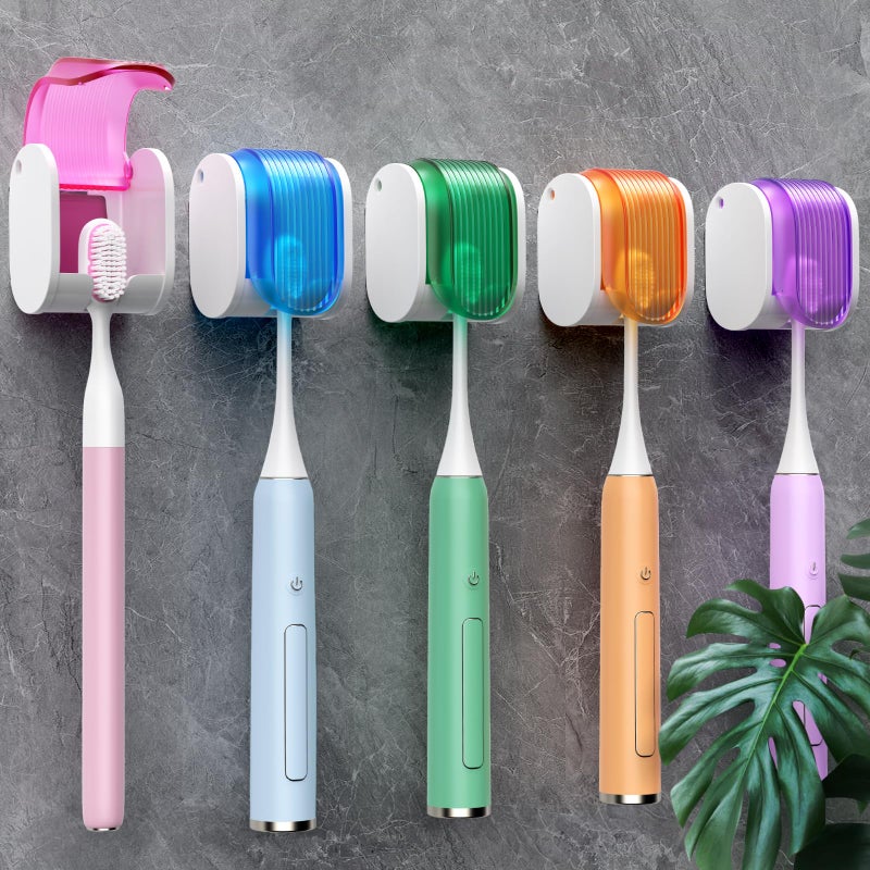 EKOTTOK Toothbrush Holders for Bathrooms【Upgrade Single Slot Design】 Toothbrush Holder Wall Mounted with Cover Moisture-Proof and Dust-Proof Toothbrush Storage Organizer for Shower Family and Travel 5PCS - Image 1