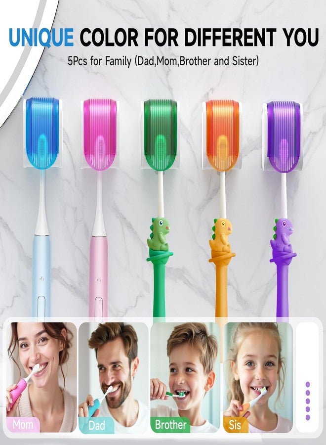 EKOTTOK Toothbrush Holders for Bathrooms【Upgrade Single Slot Design】 Toothbrush Holder Wall Mounted with Cover Moisture-Proof and Dust-Proof Toothbrush Storage Organizer for Shower Family and Travel 5PCS - Image 2