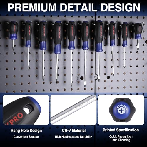 WORKPRO 10-Piece Magnetic Screwdriver Set with Pouch, Phillips, Slotted, Flat Head Screwdriver Include Magnetizer, Screwdriver with Non-Slip Grip, for Home Repair and DIY Projects - Image 5