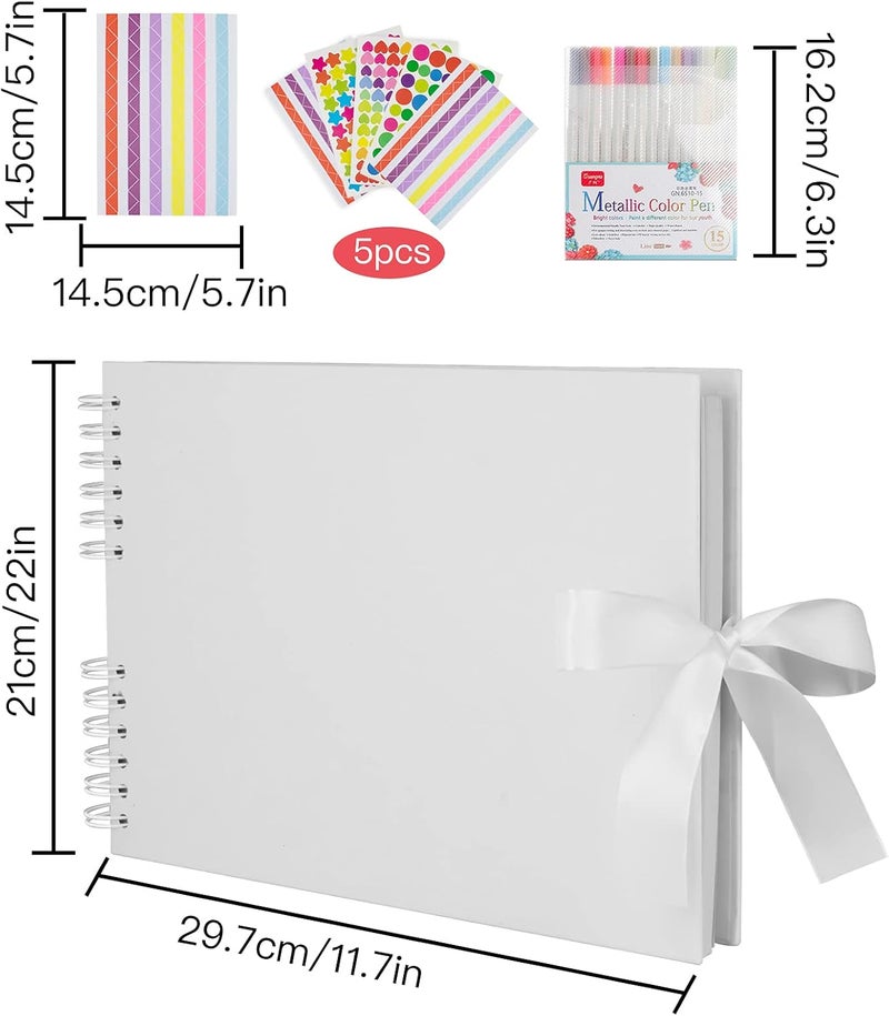EVNEED Scrapbook Photo Album,Wedding Guest Book Anniversary Memory Scrapbooking for Craft Paper DIY Gifts (White) - Image 2
