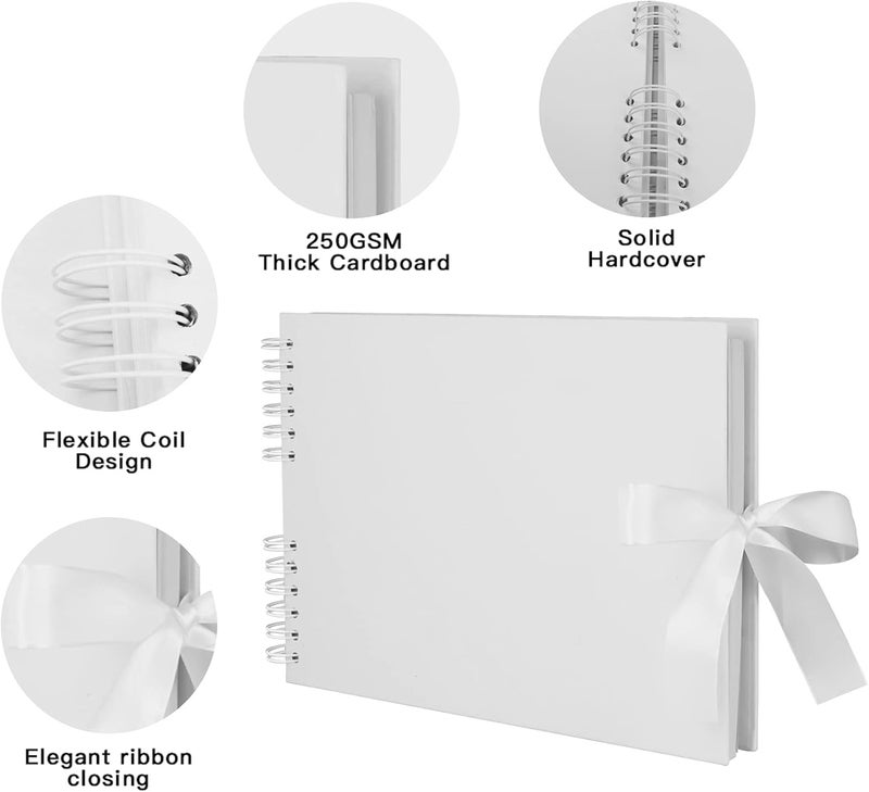EVNEED Scrapbook Photo Album,Wedding Guest Book Anniversary Memory Scrapbooking for Craft Paper DIY Gifts (White) - Image 3
