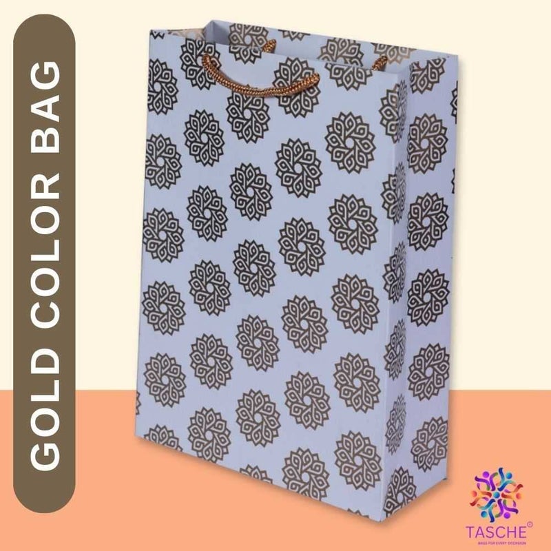 TASCHE TASCHE Gold Lotus and Gold Chakras Design Printed Assorted Gift Paper Bags | Gift Bags for Return gifts, and Birthday Holliday presents (11 * 8 * 3 Inches) (Pack Of 10)  - Image 5