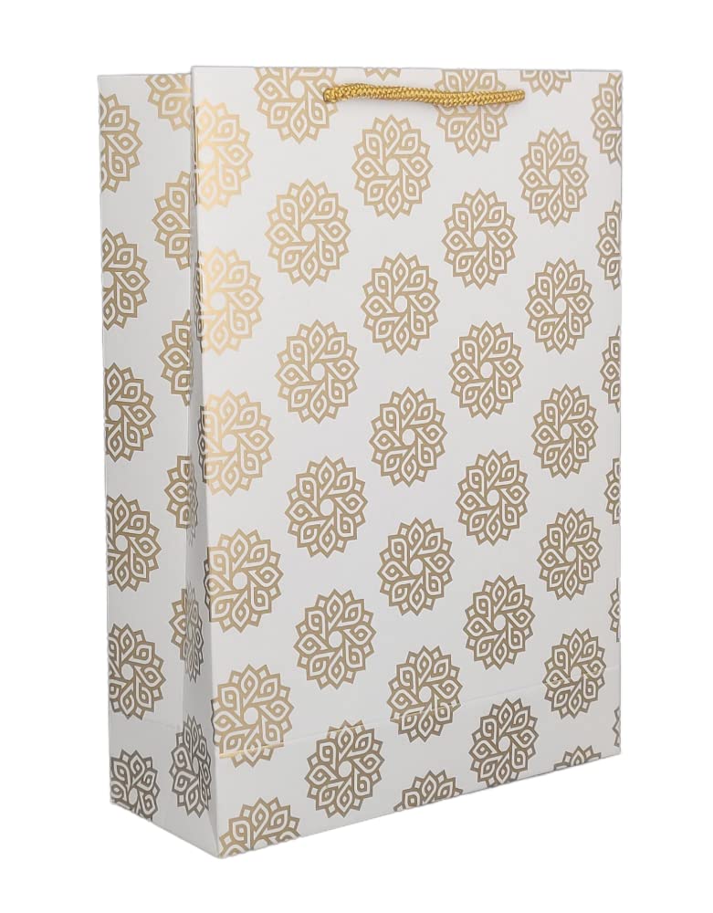 TASCHE TASCHE Gold Lotus and Gold Chakras Design Printed Assorted Gift Paper Bags | Gift Bags for Return gifts, and Birthday Holliday presents (11 * 8 * 3 Inches) (Pack Of 10)  - Image 3