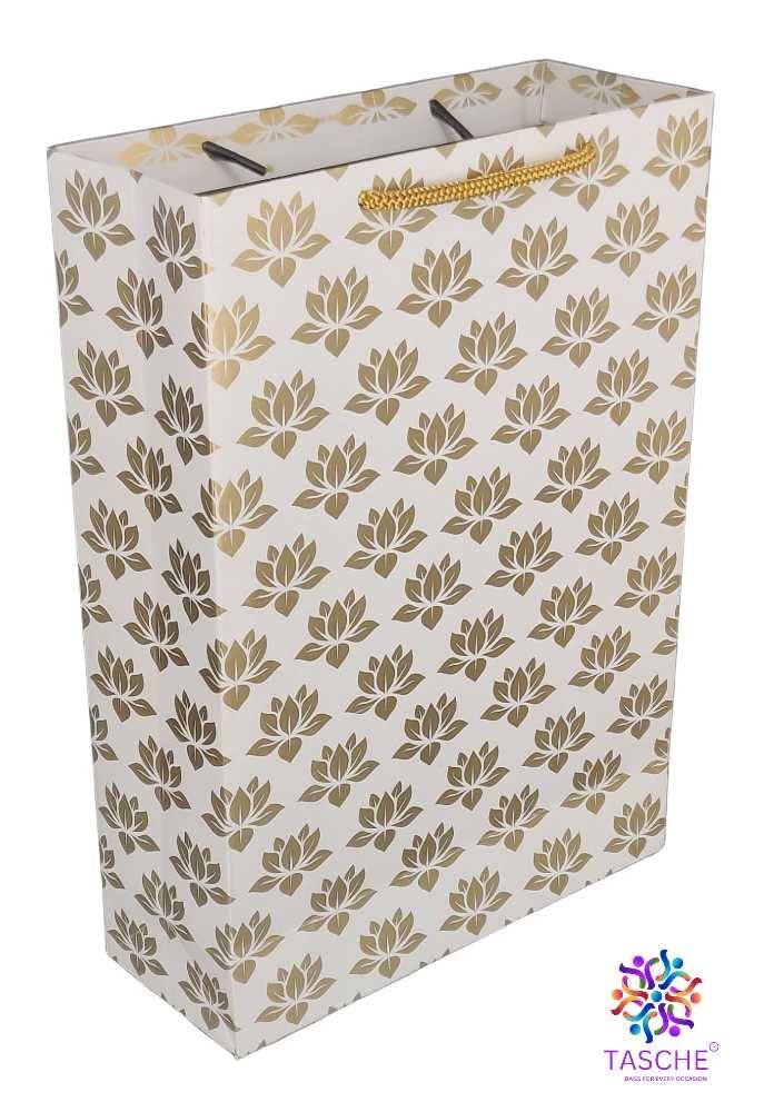 TASCHE TASCHE Gold Lotus and Gold Chakras Design Printed Assorted Gift Paper Bags | Gift Bags for Return gifts, and Birthday Holliday presents (11 * 8 * 3 Inches) (Pack Of 10)  - Image 2