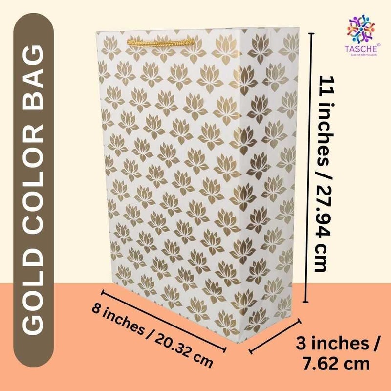 TASCHE TASCHE Gold Lotus and Gold Chakras Design Printed Assorted Gift Paper Bags | Gift Bags for Return gifts, and Birthday Holliday presents (11 * 8 * 3 Inches) (Pack Of 10)  - Image 4