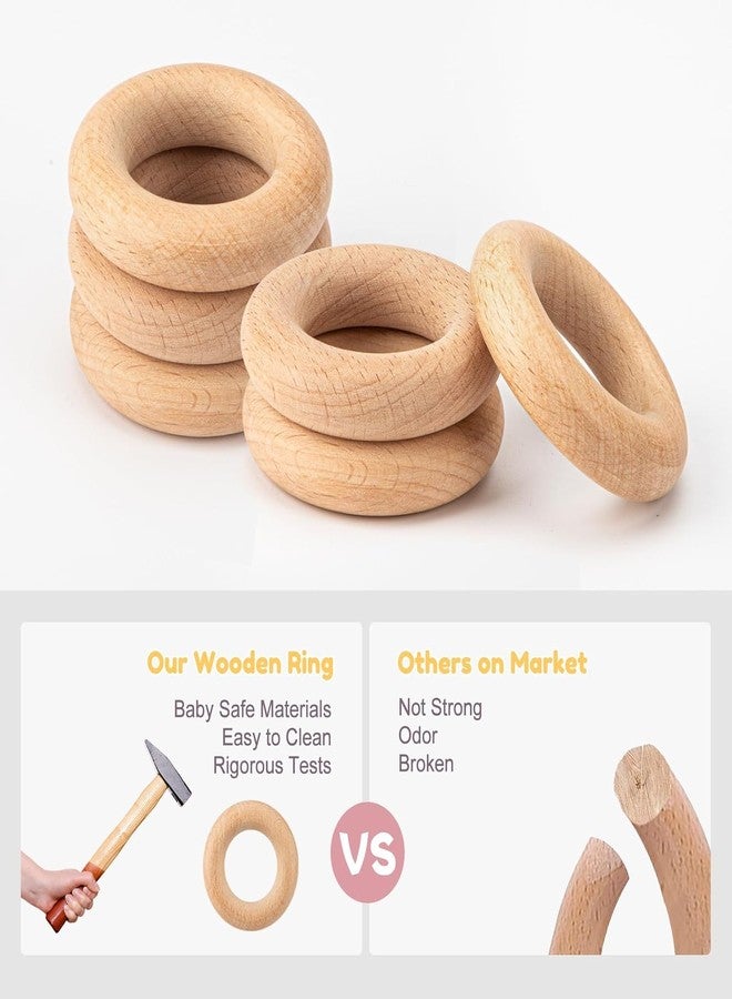 Teri beri Baby Teething Toys Silicone Teethers BPA Free Silicone Rudder with Wooden Ring Soothe Babies Gums (Pink) - Image 4