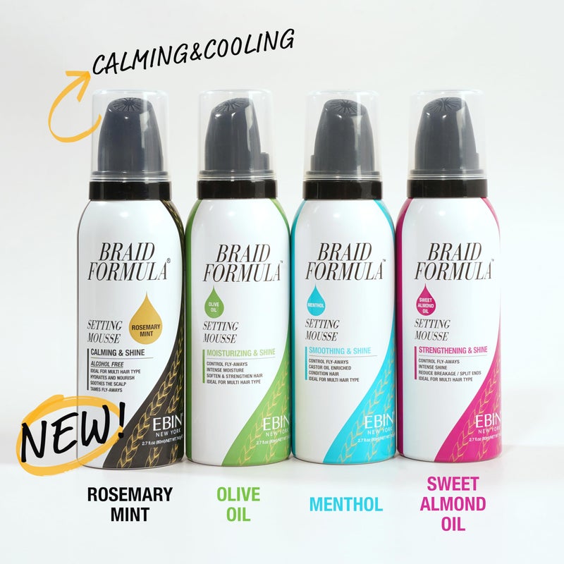 EBIN NEW YORK Braid Formula Setting Mousse (12.49 oz, Sweet Almond Oil) - Image 2