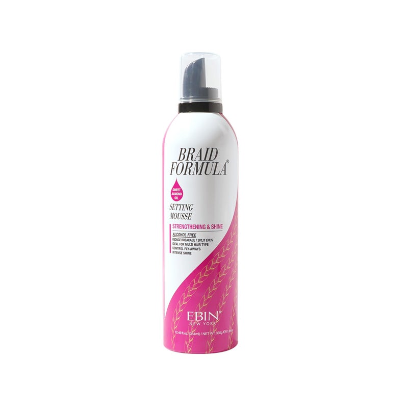 EBIN NEW YORK Braid Formula Setting Mousse (12.49 oz, Sweet Almond Oil) - Image 1