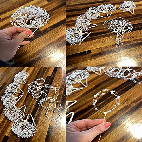 JUXINGDAZYF Wedding Bouquet Pearl Spray Beads String White Wreath Flower DIY Brooch Material Bridal Jewelry (White) - Image 3