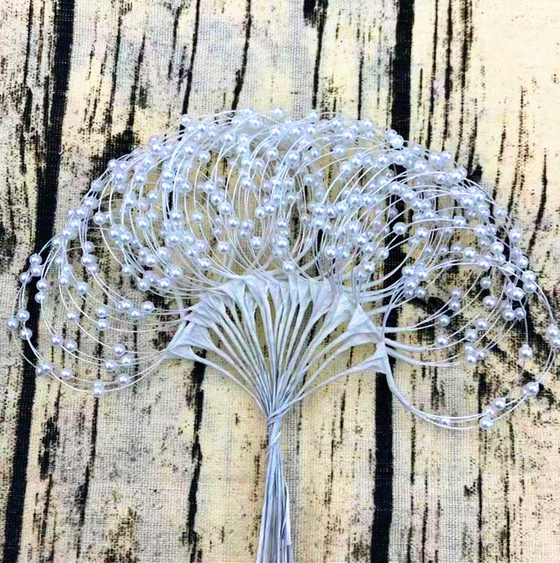 JUXINGDAZYF Wedding Bouquet Pearl Spray Beads String White Wreath Flower DIY Brooch Material Bridal Jewelry (White) - Image 2