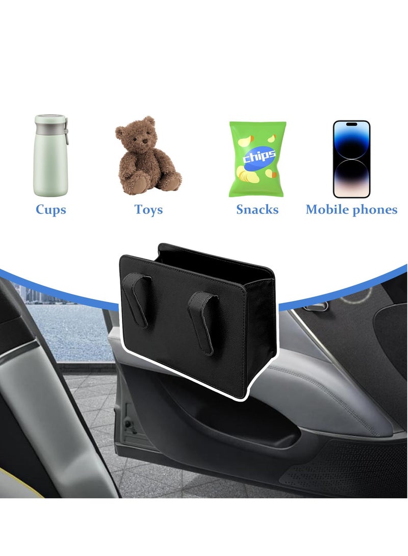 SYOSI Car Trash Can Leather Hanging Organizer Multifunctional Folding Storage Box Waterproof Leather Dustbin Organizer Car Garbage Cans Hanging Trash Can Black for Auto Truck SUV Black - Image 5