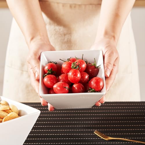 Meideal Porcelain Small Serving Bowls Set of 6, 13 Oz Square Cereal Bowls, 4.6" White Ceramic Dessert Bowls for Salad, Dip, Soup, Snack, Fruits, Small Portions, Dishwasher & Microwave Safe - Image 5