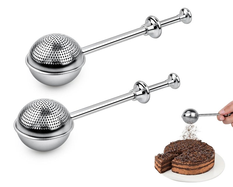 Victhur Flour Sifter 304 Stainless Steel Flour Duster Tea Strainer set of 2 Springoperated Handle Strainer for Baking Sifting Sugar Flour Spices and Herbs - Image 1