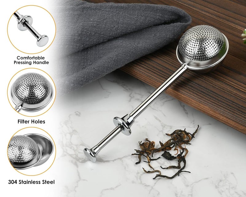 Victhur Flour Sifter 304 Stainless Steel Flour Duster Tea Strainer set of 2 Springoperated Handle Strainer for Baking Sifting Sugar Flour Spices and Herbs - Image 4
