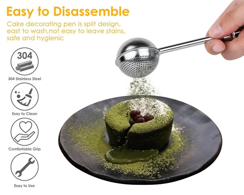 Victhur Flour Sifter 304 Stainless Steel Flour Duster Tea Strainer set of 2 Springoperated Handle Strainer for Baking Sifting Sugar Flour Spices and Herbs - Image 3