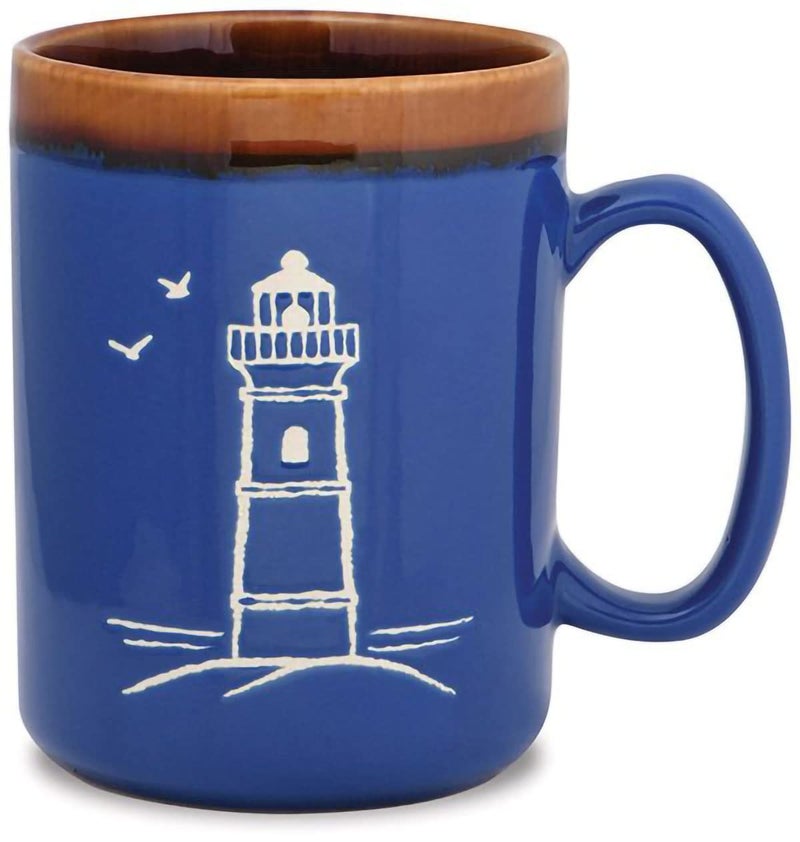 Cape Shore Hand Glazed Coffee Tea Mug Cup  Lighthouse Gifts for Birthday Christmas 18 Oz  Traditional Wax Resist Technique