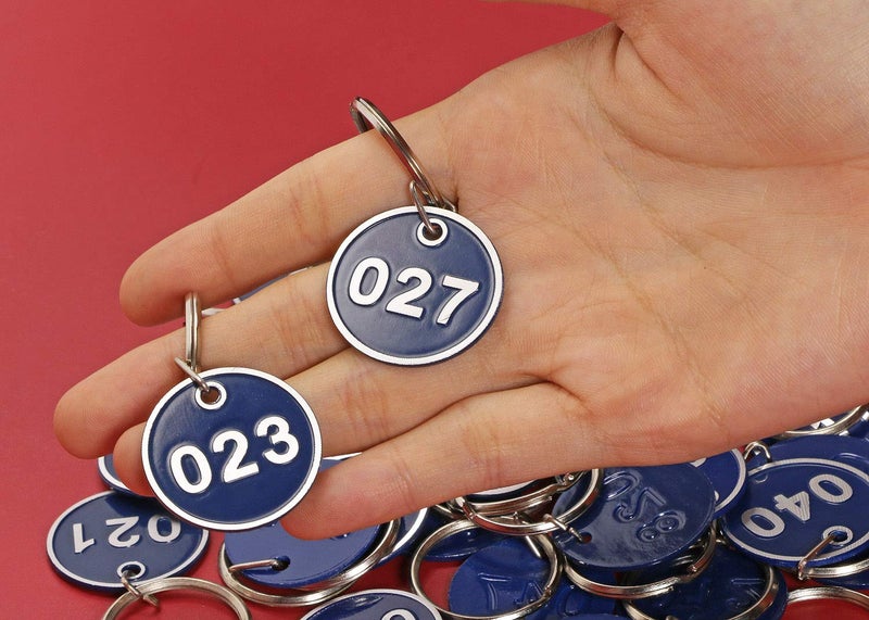 ONLYKXY 1-50 Number Colorful Tough Aluminum Metal Numbered Marking Identification Hang Tags Luggage Labels ID Tag with Split Rings for Organized Coded Key Box Cabinet System Identifier (Blue) - Image 3