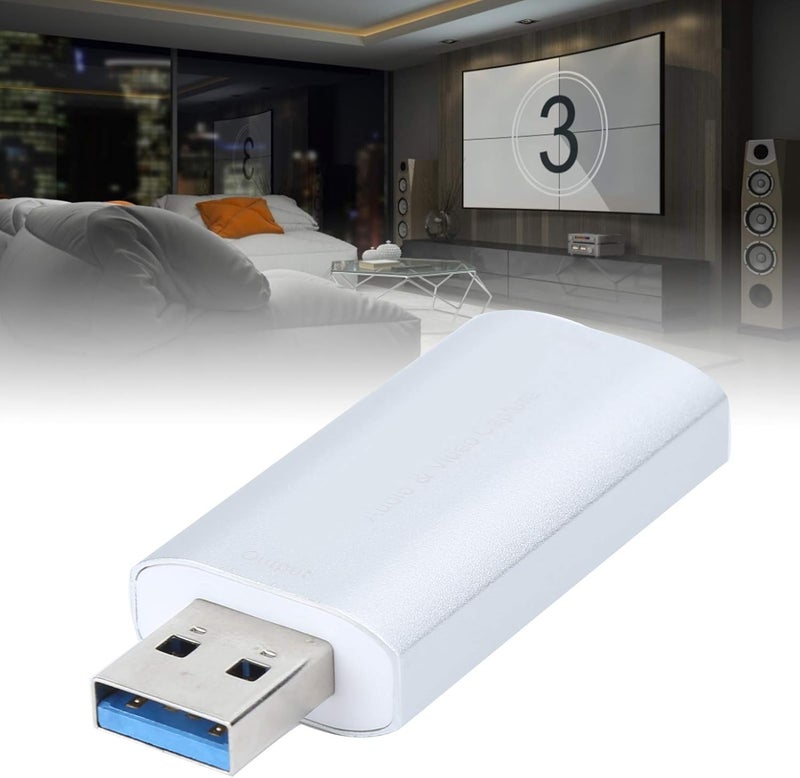 226 بطاقة تسجيل الصوت والفيديو عالي الدقة، بطاقة تحويل HDMI إلى USB للبث والتسجيل، جهاز تسجيل فيديو HD سهل الاستخدام مع هيكل من سبيكة الألومنيوم للكمبيوتر (الفضي) - Image 2