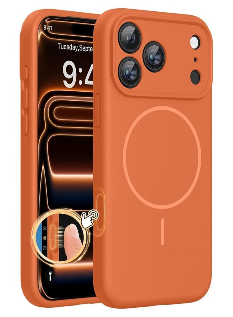 إكس ليفيل آيفون 17 برو ماكس غطاء الحالة, متوافق مع MagSafe, إكسسوارات الهواتف المحمولة غطاء التحكم الكاميرا السيليكون, 3.0 مم سميكة صدمة مقاومة لحماية السقوط حالة الهاتف ل 17 بروماكس, البرتقالي - Image 1