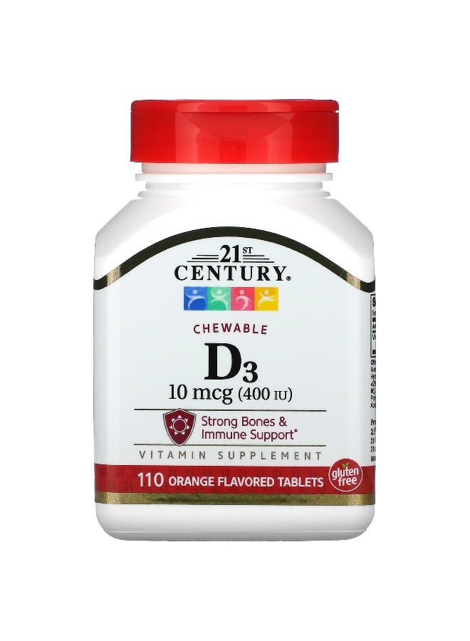 21st CENTURY 21st Century, Vitamin D3, Chewable, Orange, 100 mcg (400 IU), 110 Tablets  - Image 1