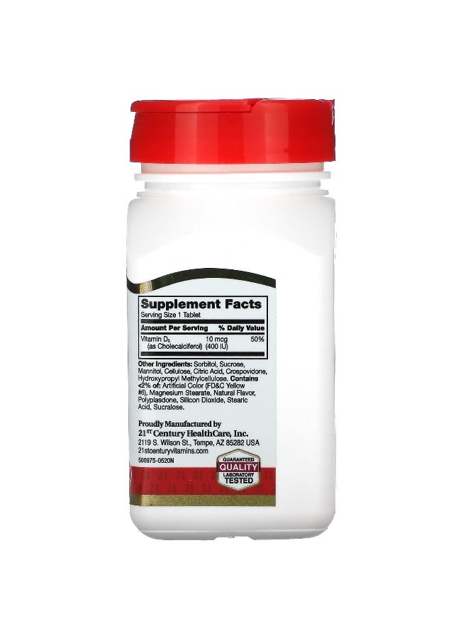 21st CENTURY 21st Century, Vitamin D3, Chewable, Orange, 100 mcg (400 IU), 110 Tablets  - Image 2
