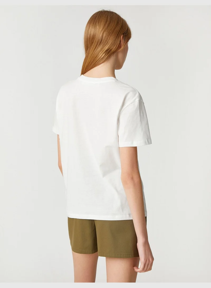 كوتون Cotton T-Shirt Printed Short Sleeve Crew Neck